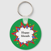 Retro Bubble Strip Pop Kleurrijk Abstract Design Sleutelhanger (Voorkant)