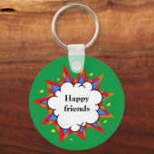 Retro Bubble Strip Pop Kleurrijk Abstract Design Sleutelhanger (Voorkant)