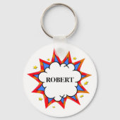 Retro Bubble Strip Pop Kleurrijk Abstract Design Sleutelhanger (Achterkant)
