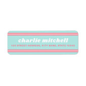 Retro bubblegum aqua blauw roze retouradres etiket (Voorkant)