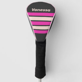 Retro Bubblegum Dwars Strepen met Naam Golfheadcover
