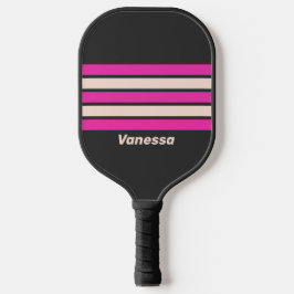 Retro Bubblegum Dwarsgestreept met Naam Pickleball Paddle