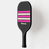 Retro Bubblegum Dwarsgestreept met Naam Pickleball Paddle (Links)