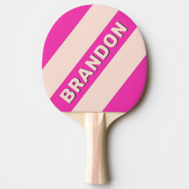 Retro Bubblegum Krachtige Strepen met Naam Tafeltennisbatje
