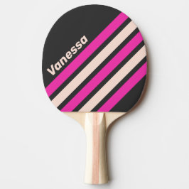 Retro Bubblegum Schuine Strepen met Naam Tafeltennisbatje