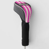 Retro Bubblegum Speld Strepen met Naam Golfheadcover (Schuin)