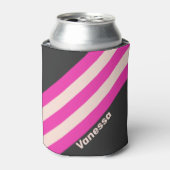 Retro Bubblegum Strepen met Naam Blikjeskoeler (Blikje Voorkant)