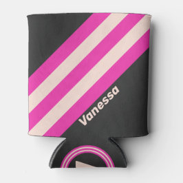 Retro Bubblegum Strepen met Naam Blikjeskoeler