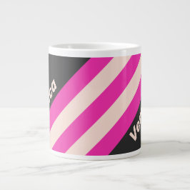 Retro Bubblegum Strepen met Naam Grote Koffiekop