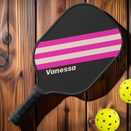 Retro Bubblegum Strepen met Naam Pickleball Paddle