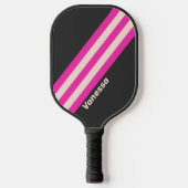Retro Bubblegum Strepen met Naam Pickleball Paddle (Voorkant)