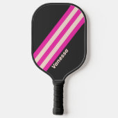 Retro Bubblegum Strepen met Naam Pickleball Paddle (Achterkant)