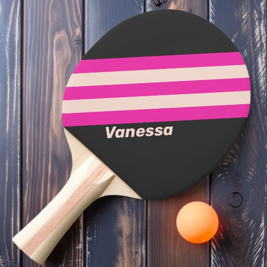 Retro Bubblegum Stripes met naam Tafeltennisbatje
