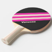Retro Bubblegum Stripes met naam Tafeltennisbatje (Voorkant Gekanteld)