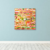 Retro Bubbles Abstracte moderne kunst Canvas Afdruk (Insitu (Houten vloer))