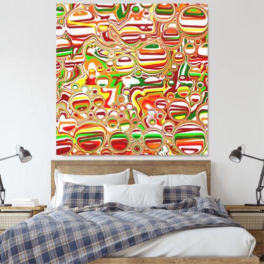 Retro Bubbles Abstracte moderne kunst Canvas Afdruk (Insitu (Slaapkamer))