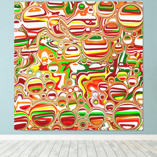 Retro Bubbles Abstracte moderne kunst Canvas Afdruk (Insitu (Houten vloer))