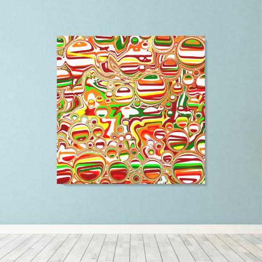 Retro Bubbles Abstracte moderne kunst Canvas Afdruk (Insitu (Houten vloer))