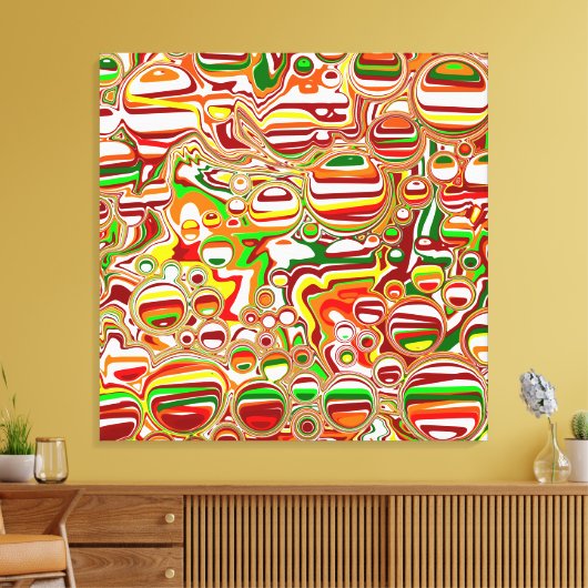 Retro Bubbles Abstracte moderne kunst Canvas Afdruk (Insitu (Woonkamer))