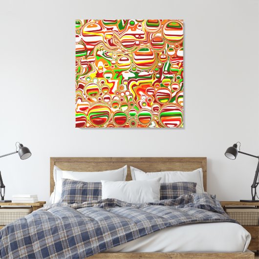 Retro Bubbles Abstracte moderne kunst Canvas Afdruk (Insitu (Slaapkamer))