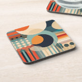 Retro Bubbles Cirkels en Strepen 338 Bier Onderzetter (Linkerzijde)