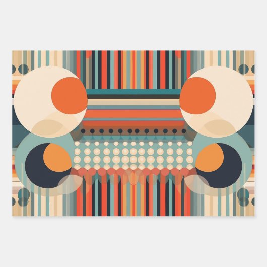 Retro Bubbles Cirkels en Strepen 338 Inpakpapier Vel (Voorkant 3)
