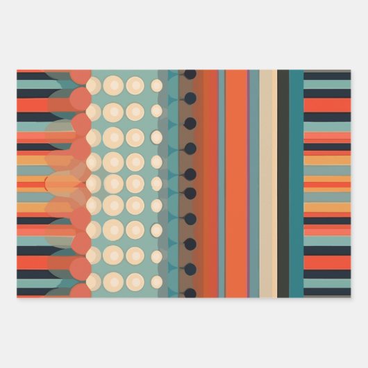 Retro Bubbles Cirkels en Strepen 338 Inpakpapier Vel (Voorkant 2)