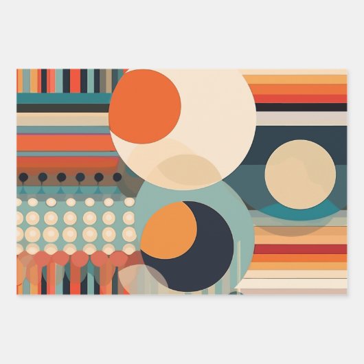 Retro Bubbles Cirkels en Strepen 338 Inpakpapier Vel (Voorkant)