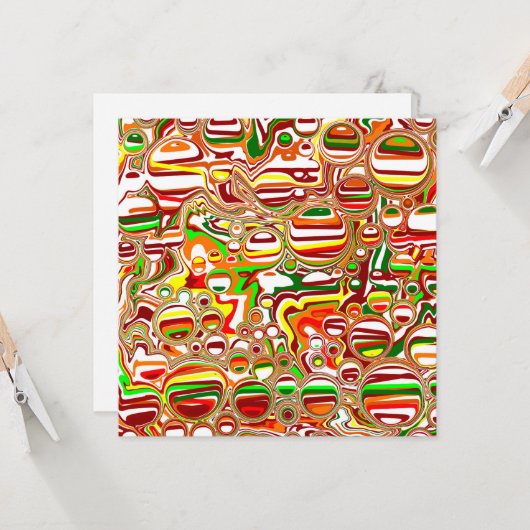 Retro Bubbles Digital Art zwart Kaart (Voorkant / Achterkant in situ)