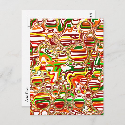 Retro Bubbles digitale kunst Briefkaart (Voorkant / Achterkant)