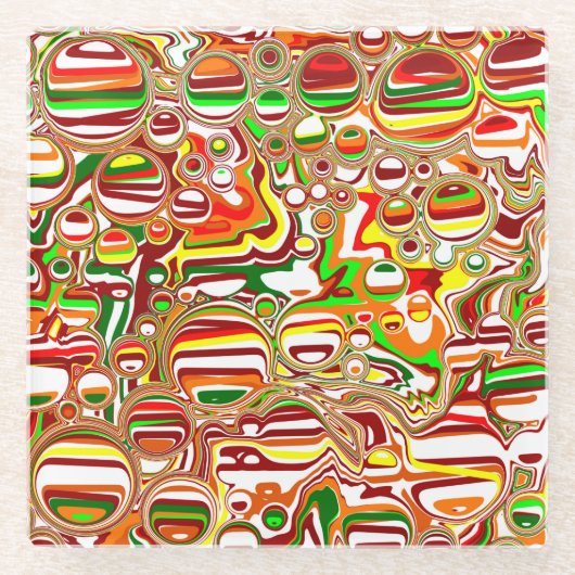 Retro Bubbles digitale kunst Glazen Onderzetter (Voorkant)