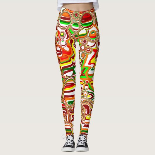 Retro Bubbles digitale kunst Leggings (Voorkant)