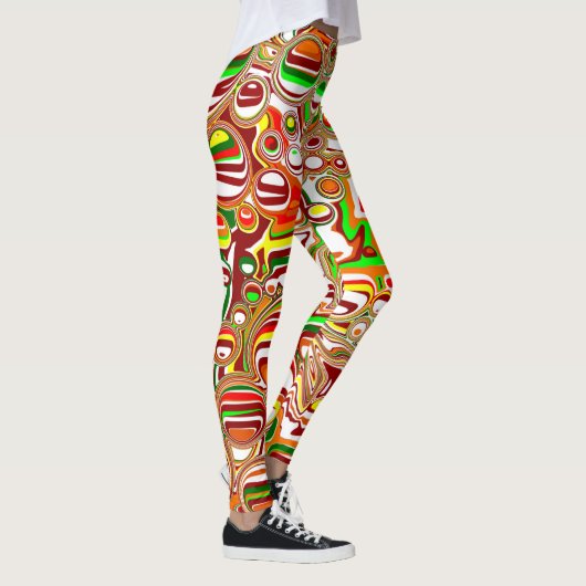 Retro Bubbles digitale kunst Leggings (Rechts)