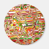 Retro Bubbles digitale kunst Magneet (Voorkant)