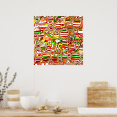 Retro Bubbles digitale kunst Poster (Keuken)