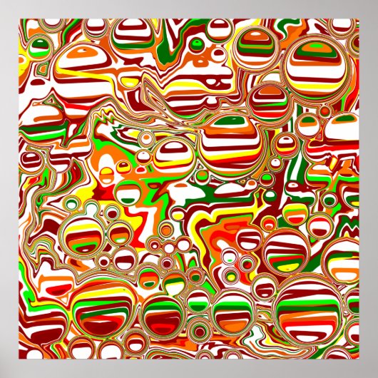 Retro Bubbles digitale kunst Poster (Voorkant)