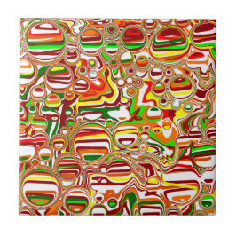 Retro Bubbles digitale kunst Tegeltje