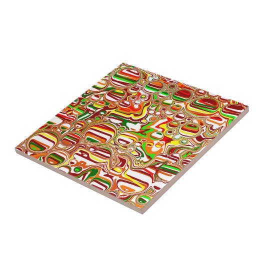 Retro Bubbles digitale kunst Tegeltje (Zijkant)