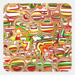Retro Bubbles digitale kunst Vierkante Sticker