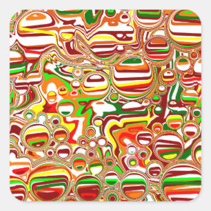 Retro Bubbles digitale kunst Vierkante Sticker