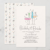 Retro Bubbly Champagne Bruids Douche Uitnodiging (Voorkant / Achterkant)