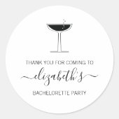 Retro Bubbly Champagne Coupe Glas Bachelorette Ronde Sticker (Voorkant)
