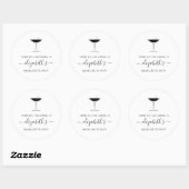 Retro Bubbly Champagne Coupe Glas Bachelorette Ronde Sticker (Vel)