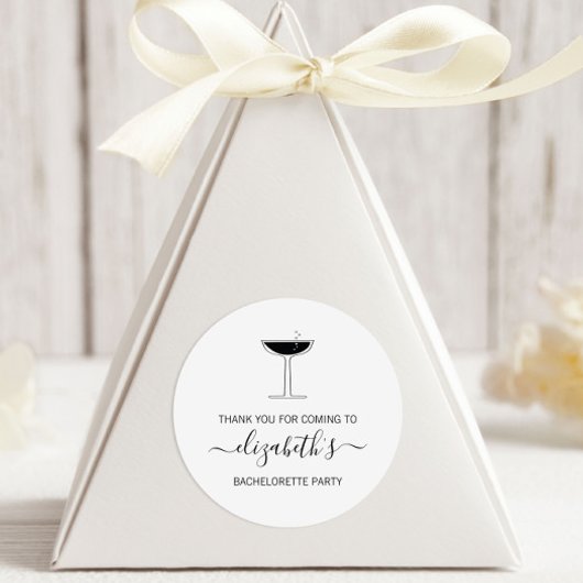 Retro Bubbly Champagne Coupe Glas Bachelorette Ronde Sticker
