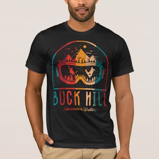 Retro Buck Hill Ski Avontuur T-shirt (Voorkant)