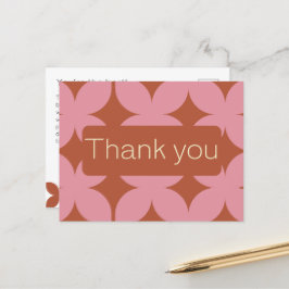 Retro Budget Roze & Rode Bruiloft Dank u Briefkaart