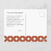 Retro Budget Roze & Rode Bruiloft Dank u Briefkaart (Achterkant)