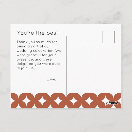 Retro Budget Roze & Rode Bruiloft Dank u Briefkaart (Achterkant)