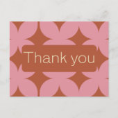 Retro Budget Roze & Rode Bruiloft Dank u Briefkaart (Voorkant)