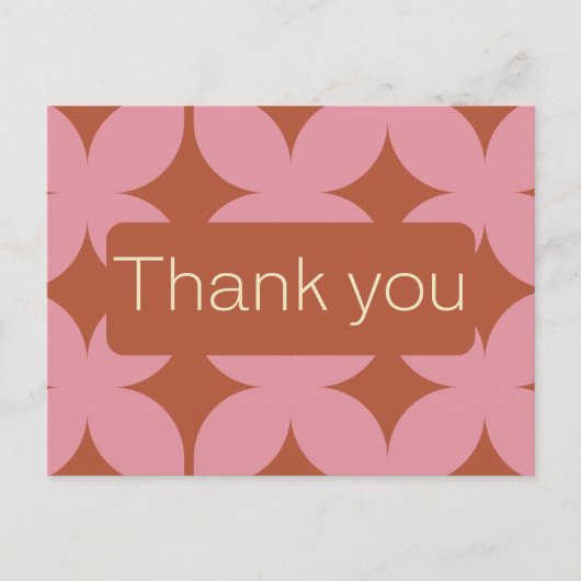 Retro Budget Roze & Rode Bruiloft Dank u Briefkaart (Voorkant)